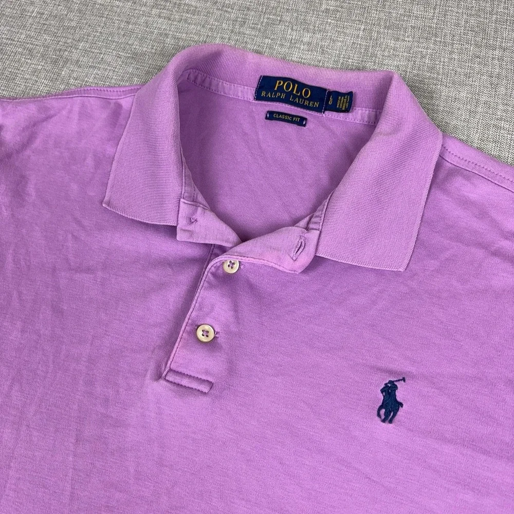 Polo Ralph Lauren Polo Shirt Mens L Purple Cotton Classic Short Sleeve Logo